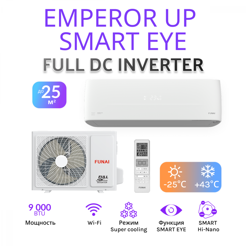 FUNAI EMPEROR UP SMART EYE FULL DC Inverter RAC-I-EU25HP.D01
