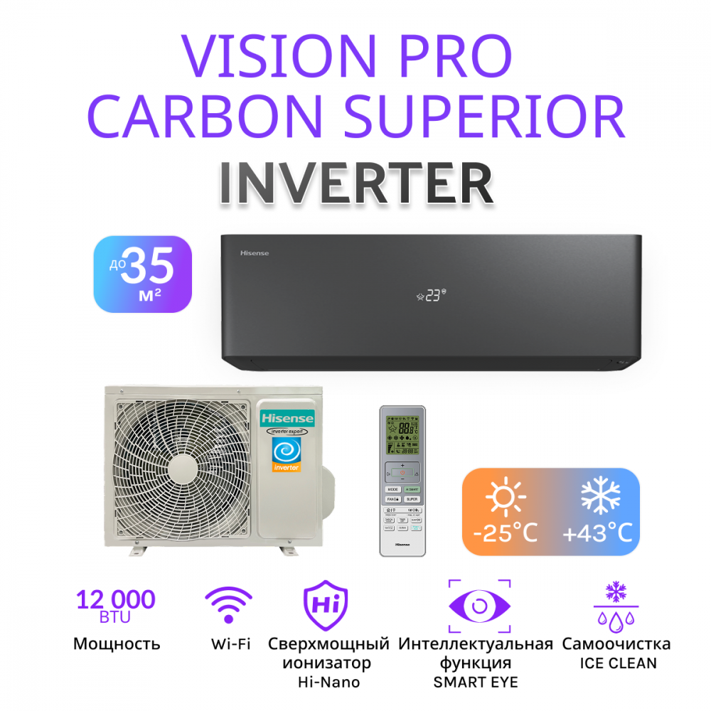 Hisense VISION PRO CARBON SUPERIOR DC Inverter AS-13UW4RXVQH01(B)