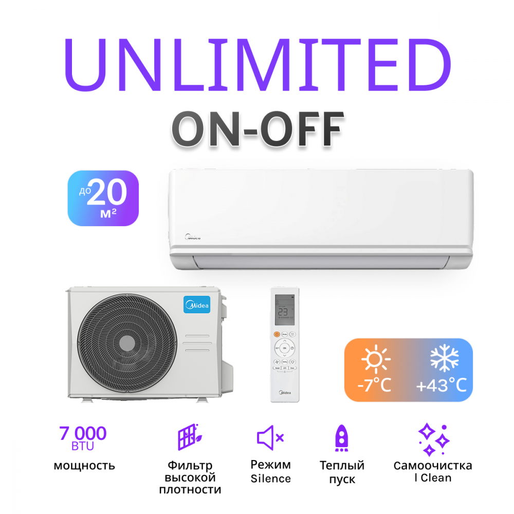 MIDEA UNLIMITED ON/OFF MSAG2-07HRN1-I/MSAG2-07HRN1-O
