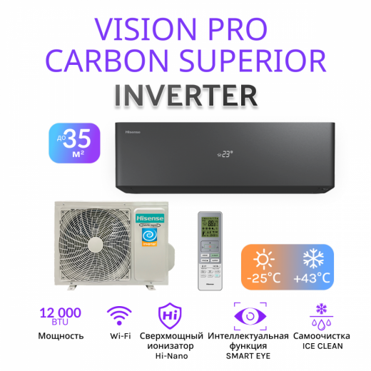 Hisense VISION PRO CARBON SUPERIOR DC Inverter AS-13UW4RXVQH01(B)