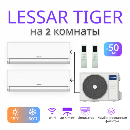 Комплект мультисплит-системы LESSAR серии Tiger на 2 блока